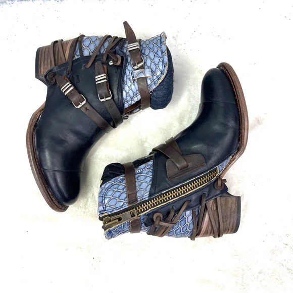 🚫SOLD! NIB/NWT($295)🤩 |•FREEBIRD🦅BY STEVEN•| CRUE Navy Multi Strappy Wrap Boo - Picture 6 of 16